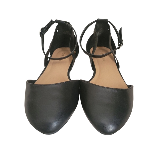 Torrid Black Almond Toe Ankle Strap Flats Wide Width Comfort Mary Jane Ballet 9W - Picture 7 of 8